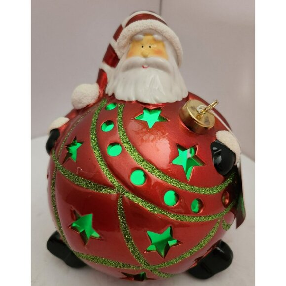 Home Reflections Ceramic Luminary Santa Ornament w/ Colorful Lights or Candle - Picture 4 of 16